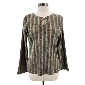 The Territory Ahead Womens Medium Top Texture Crinkle Rainbow Multicolor Stripe